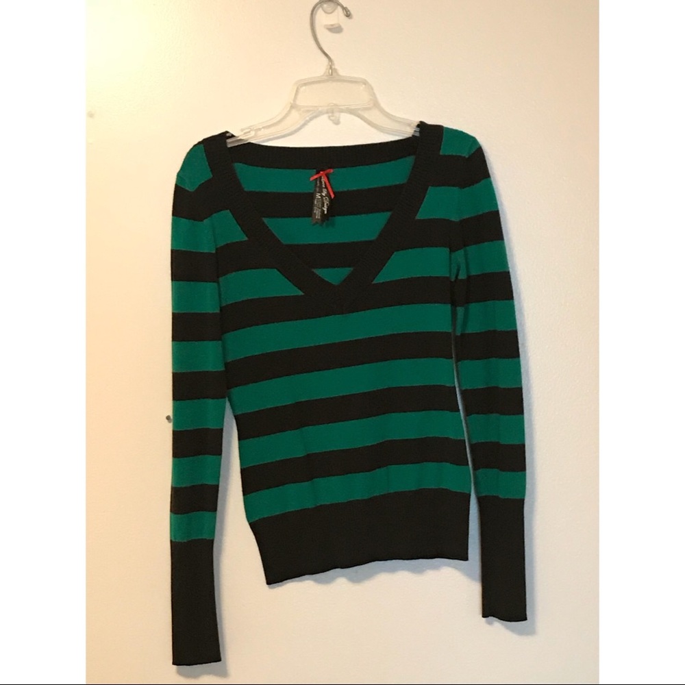 Black and green striped sweater